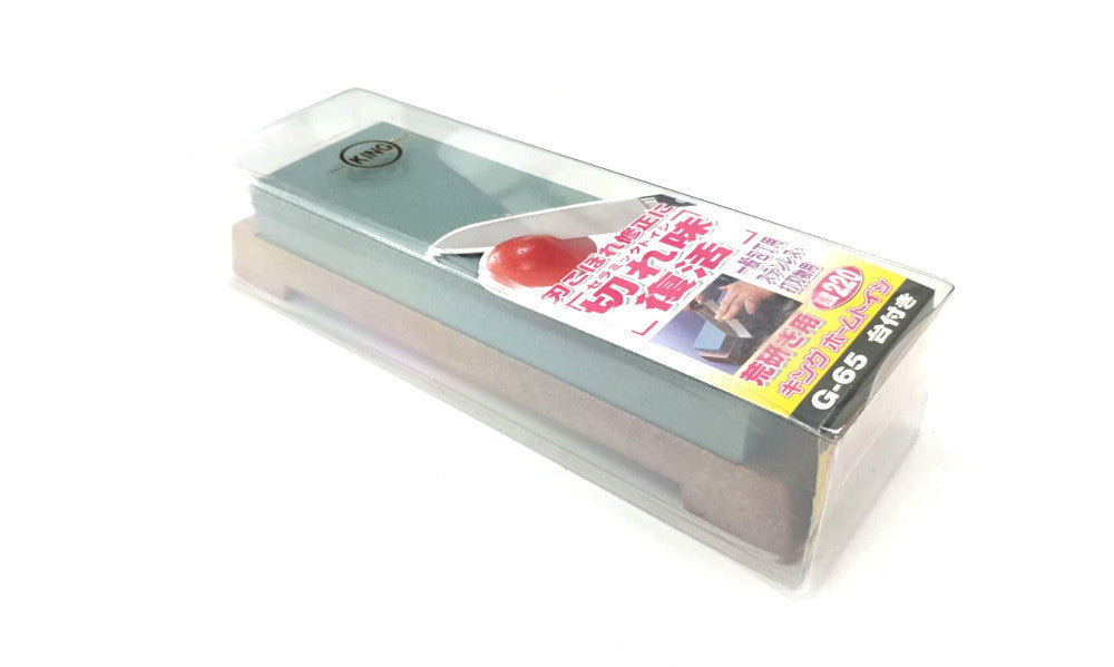 KING G-65 220 Grit Japanese Whetstone Knife Sharpener with Base