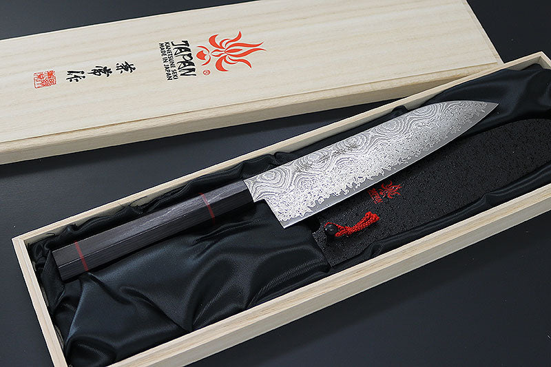 Kanetsune Namishibuki Santoku 7.09" 101-Layer Damascus San-Mai Kitchen Knife - Made in Japan KC-813