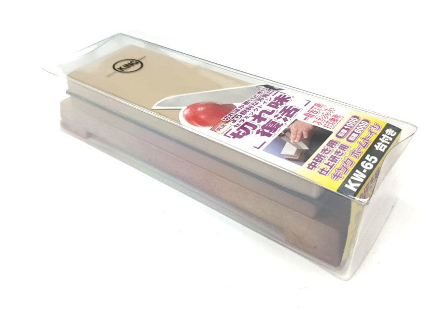 KING KW-65 1000/6000 Grit Combination Japanese Whetstone Knife Sharpener with Base