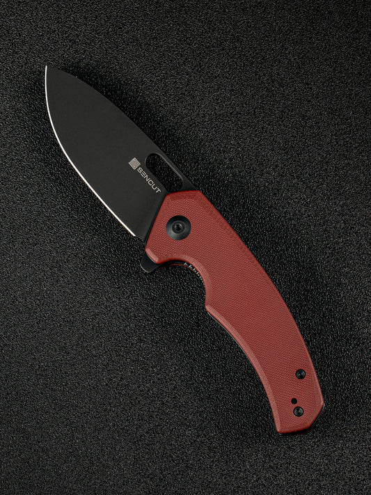 Sencut Acumen 2.98" 9Cr18MoV Black Stonewashed Burgundy G10 Folding Knife SA06B