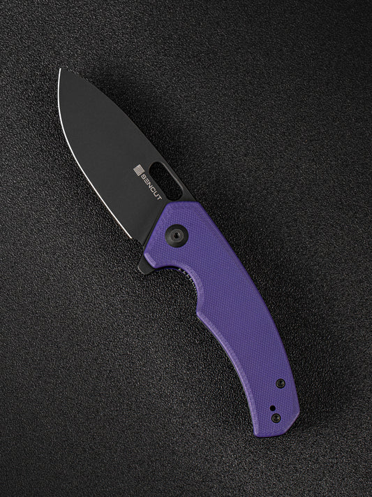 Sencut Acumen 2.98" 9Cr18MoV Black Stonewashed Purple G10 Folding Knife SA06D