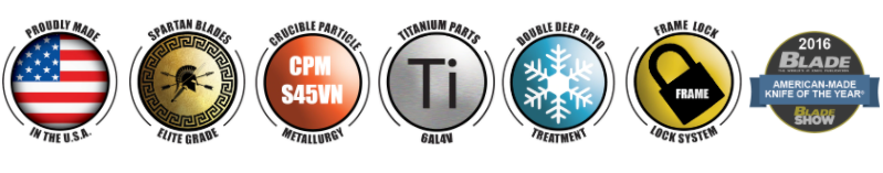 Spartan Blades SHF Spartan Harsey Folder 4" CPM S45VN Black DLC Titanium Folding Knife