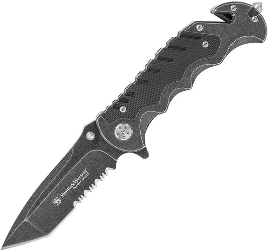 Smith & Wesson Border Guard 3.5" Rescue Folding Knife with Strap Cutter and Glass Breaker SWBG10S