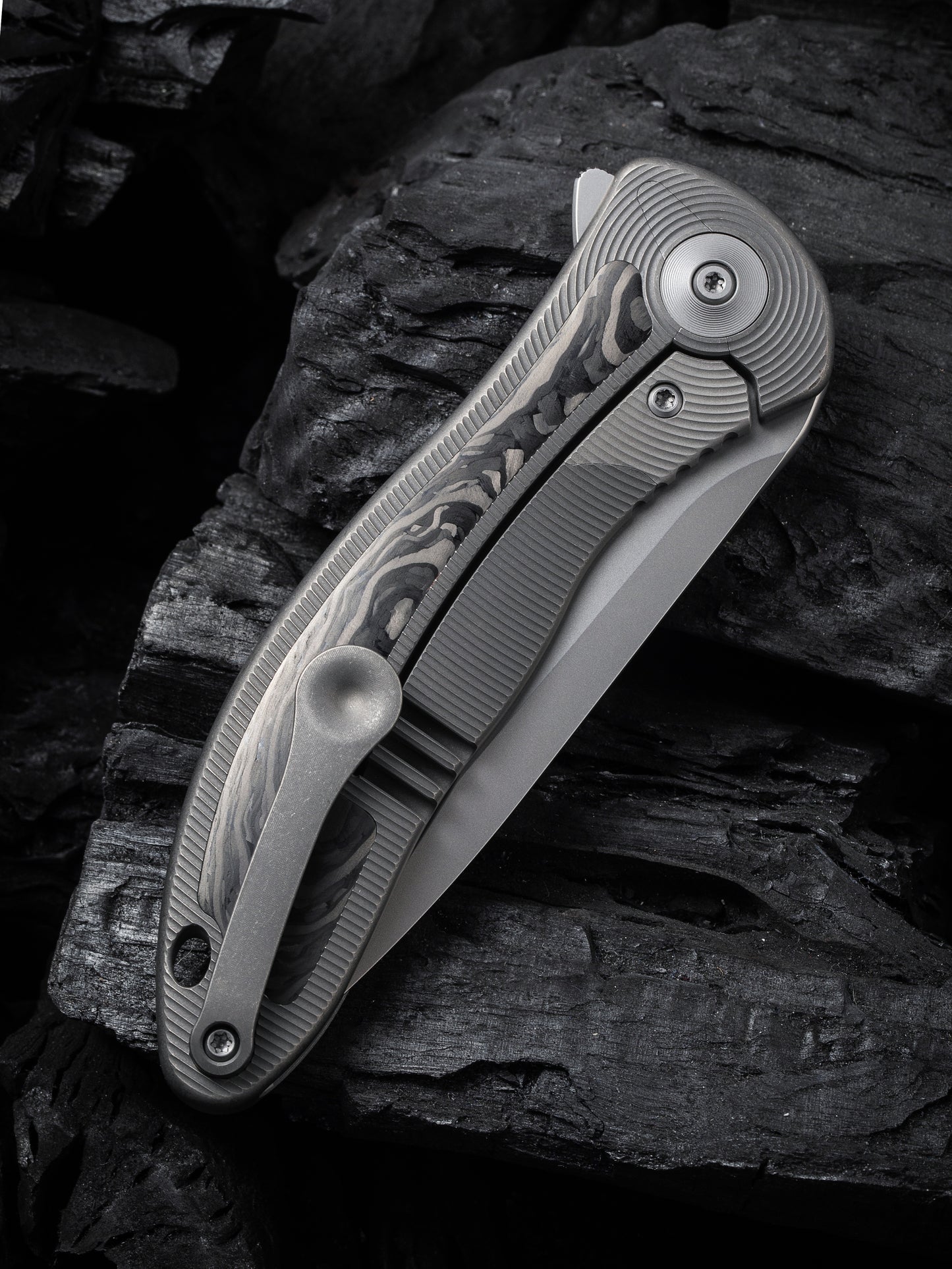 WE Synergy 2v2 3.49" CPM 20CV Carbon Fiber Titanium Folding Knife WE18046CF-1