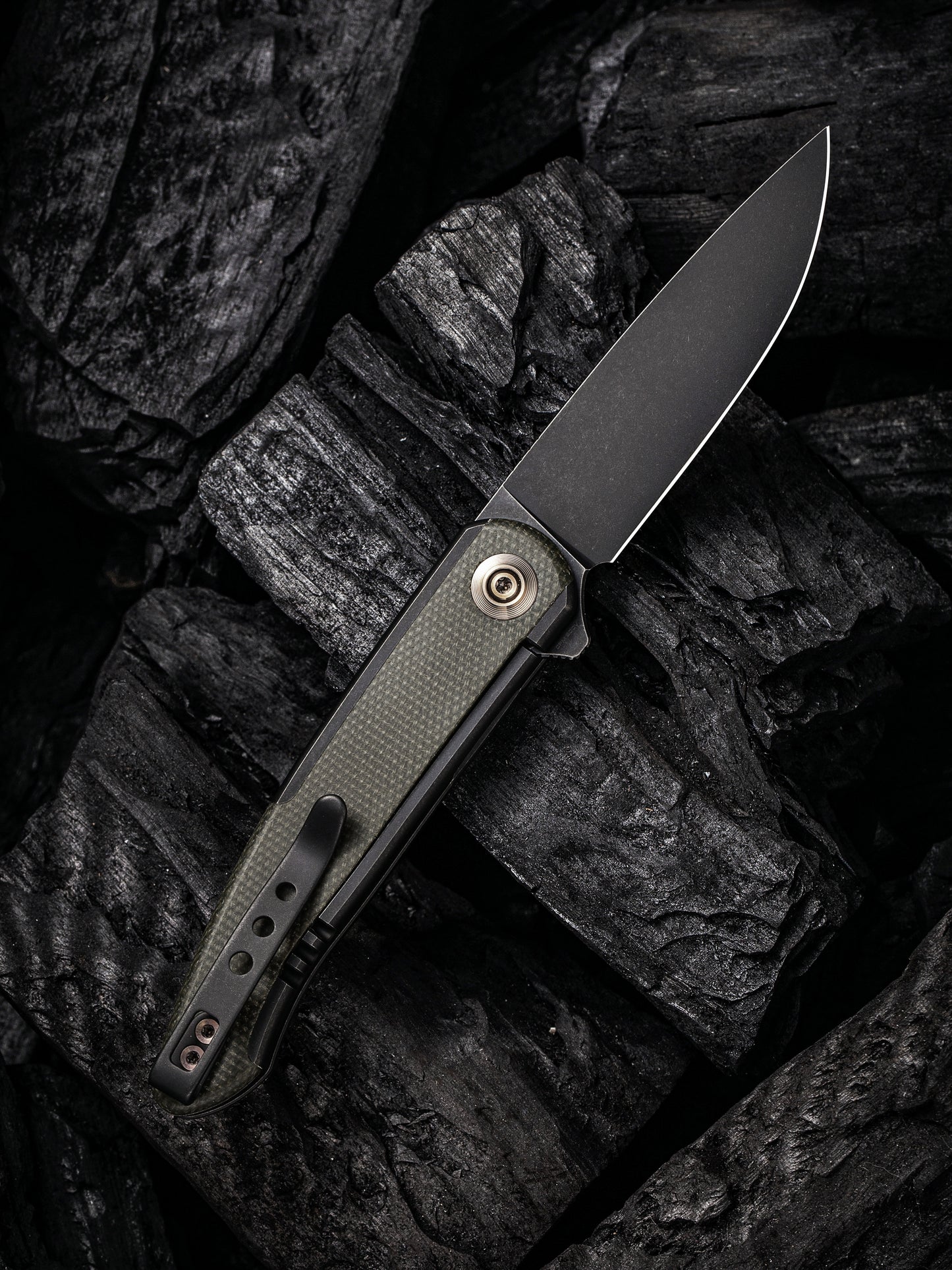 WE Knife Smooth Sentinel 2.97" CPM 20CV Green Micarta Titanium Folding Knife WE20043-4