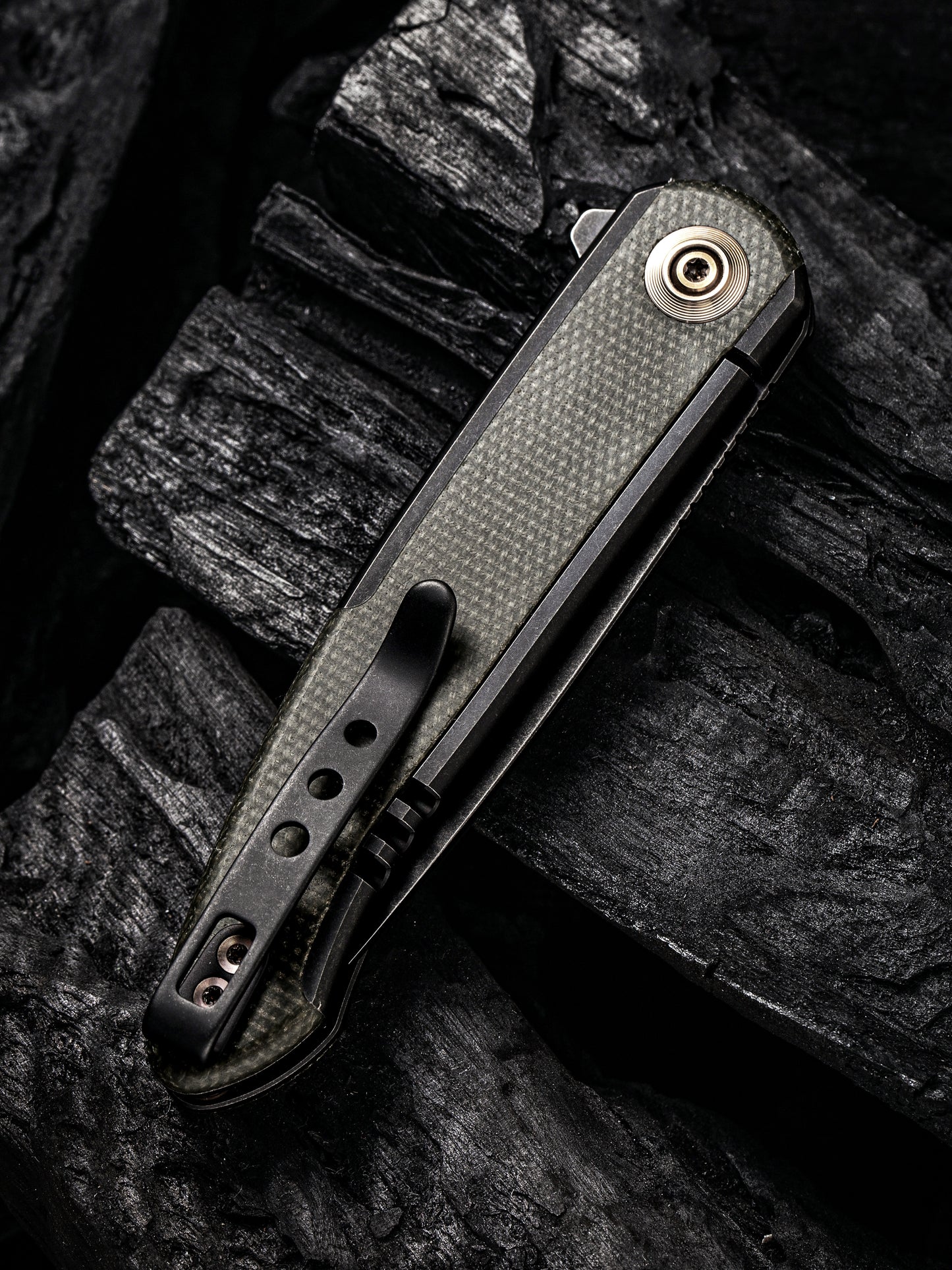 WE Knife Smooth Sentinel 2.97" CPM 20CV Green Micarta Titanium Folding Knife WE20043-4