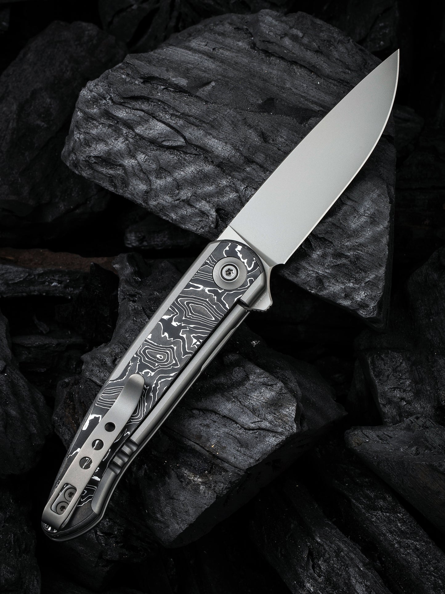 WE Smooth Sentinel 2.97" CPM 20CV Aluminum Foil Carbon Fiber Titanium Folding Knife WE20043-5
