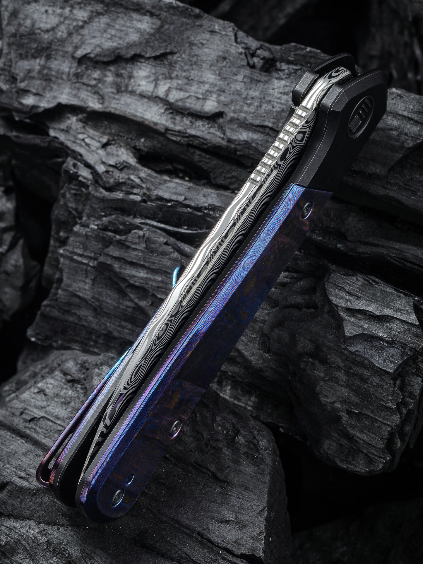 WE Soothsayer 3.48" Hakkapella Damasteel Titanium Timascus Folding Knife WE20050-DS1