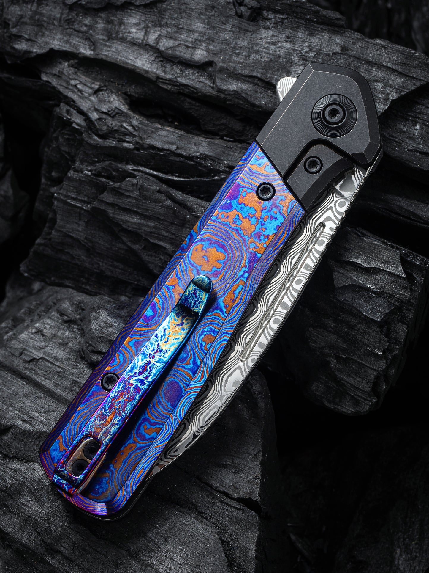 WE Soothsayer 3.48" Hakkapella Damasteel Titanium Timascus Folding Knife WE20050-DS1