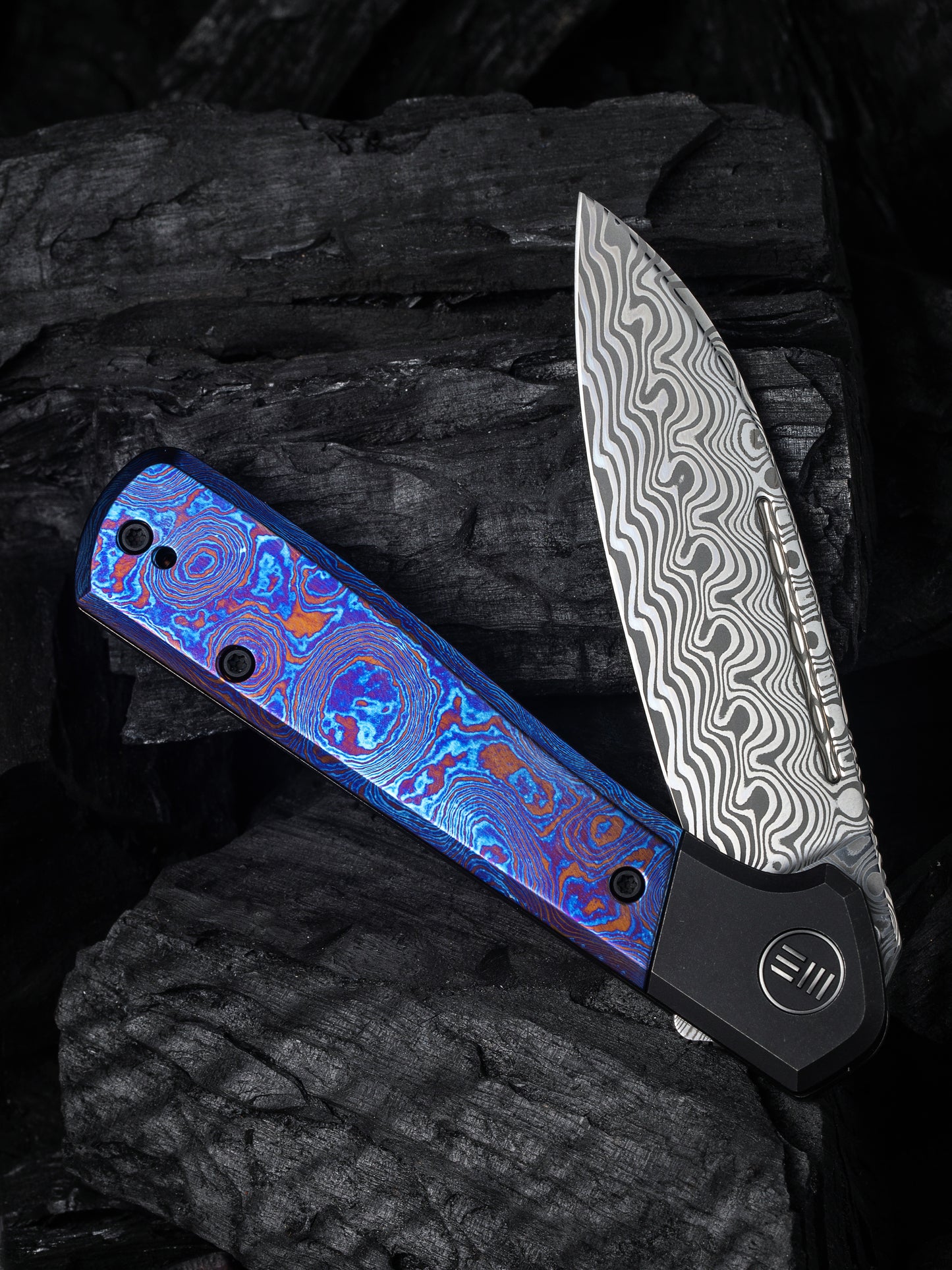 WE Soothsayer 3.48" Hakkapella Damasteel Titanium Timascus Folding Knife WE20050-DS1