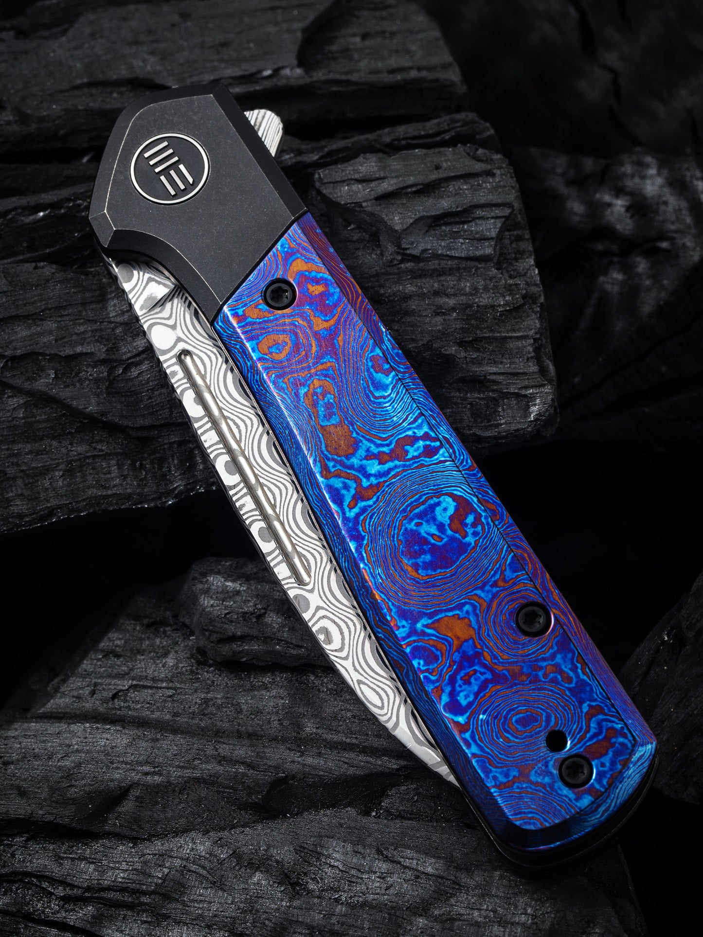 WE Soothsayer 3.48" Hakkapella Damasteel Titanium Timascus Folding Knife WE20050-DS1