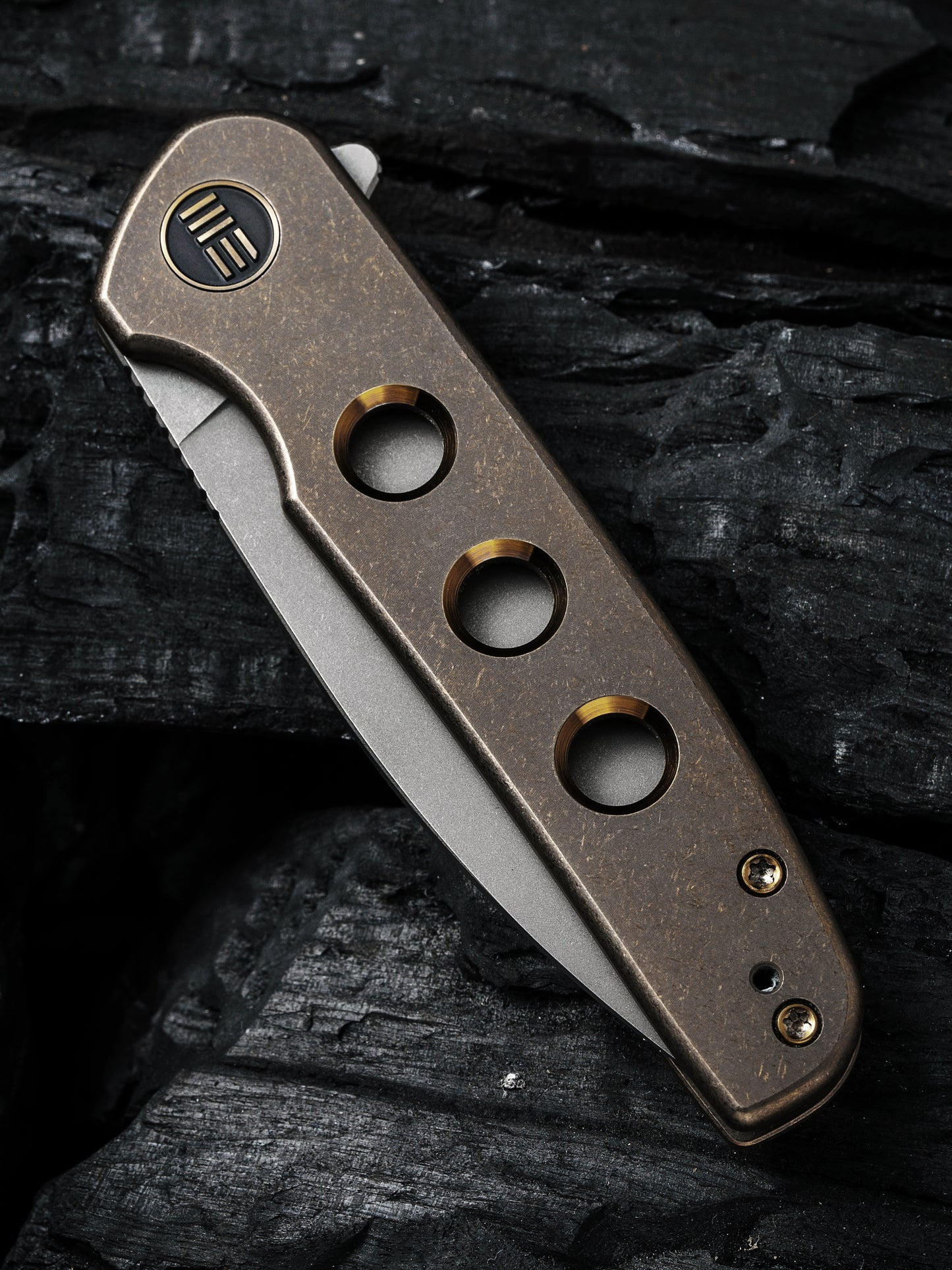 WE Shakan Limited Edition 2.97" CPM 20CV Bronze/Gold Titanium Folding Knife WE20052B-2
