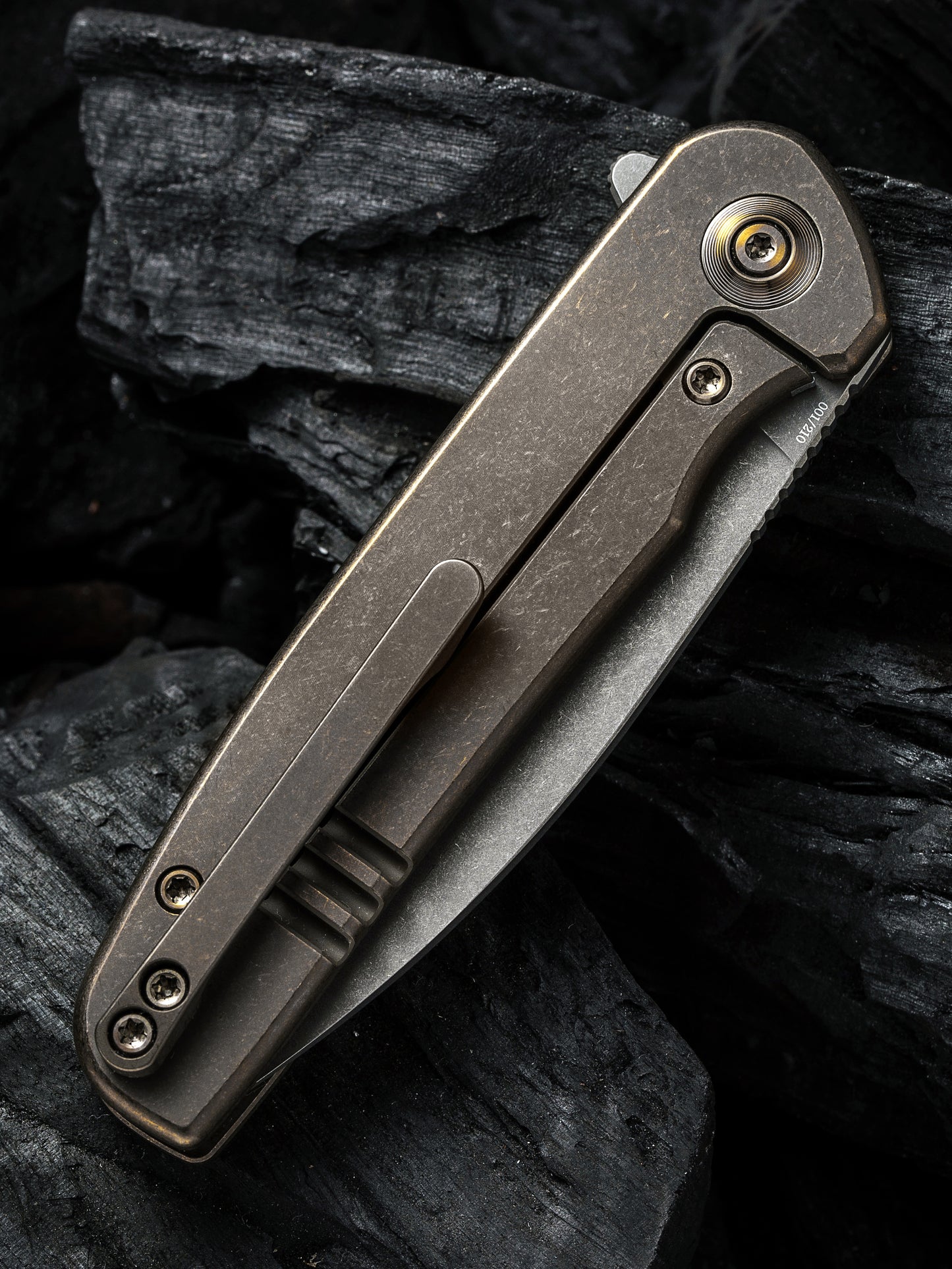 WE Shakan Limited Edition 2.97" CPM 20CV Bronze/Gold Titanium Folding Knife WE20052B-2