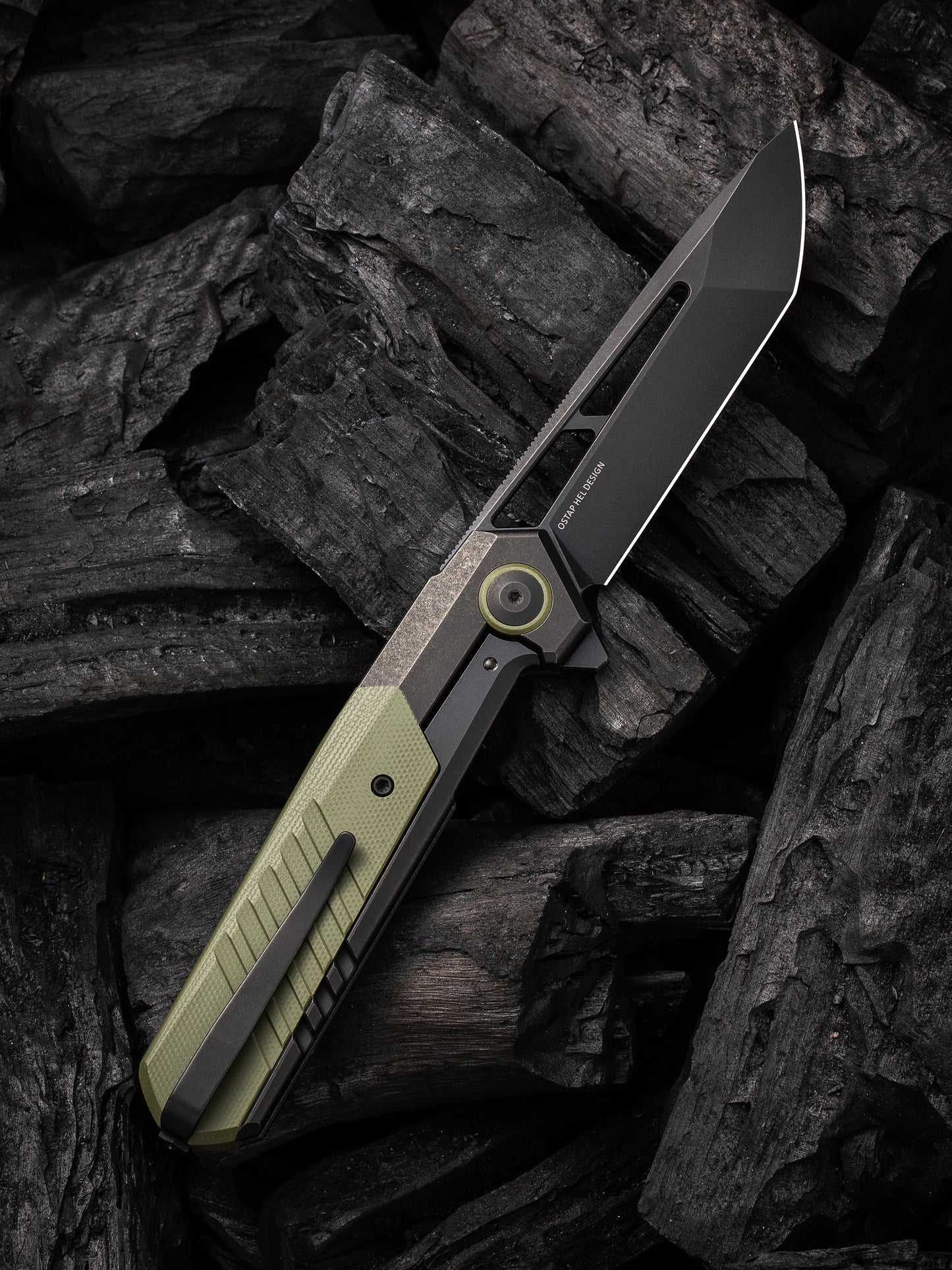 WE Knife Arsenal 3.56" Black CPM 20CV Titanium Green G10 Folding Knife by Ostap Hel WE20073-2