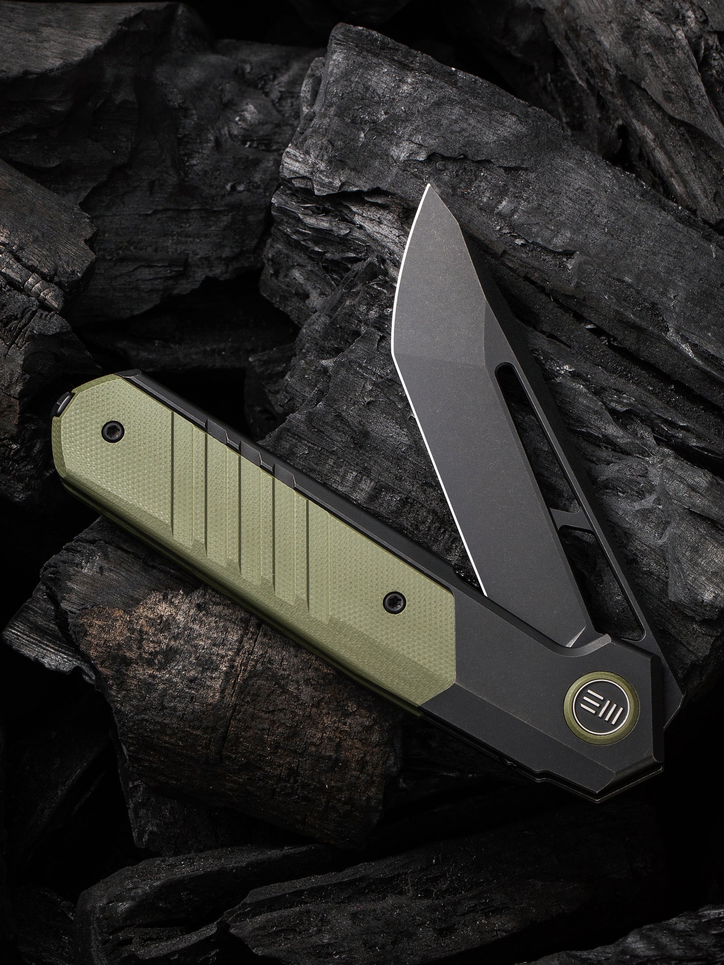 WE Knife Arsenal 3.56" Black CPM 20CV Titanium Green G10 Folding Knife by Ostap Hel WE20073-2