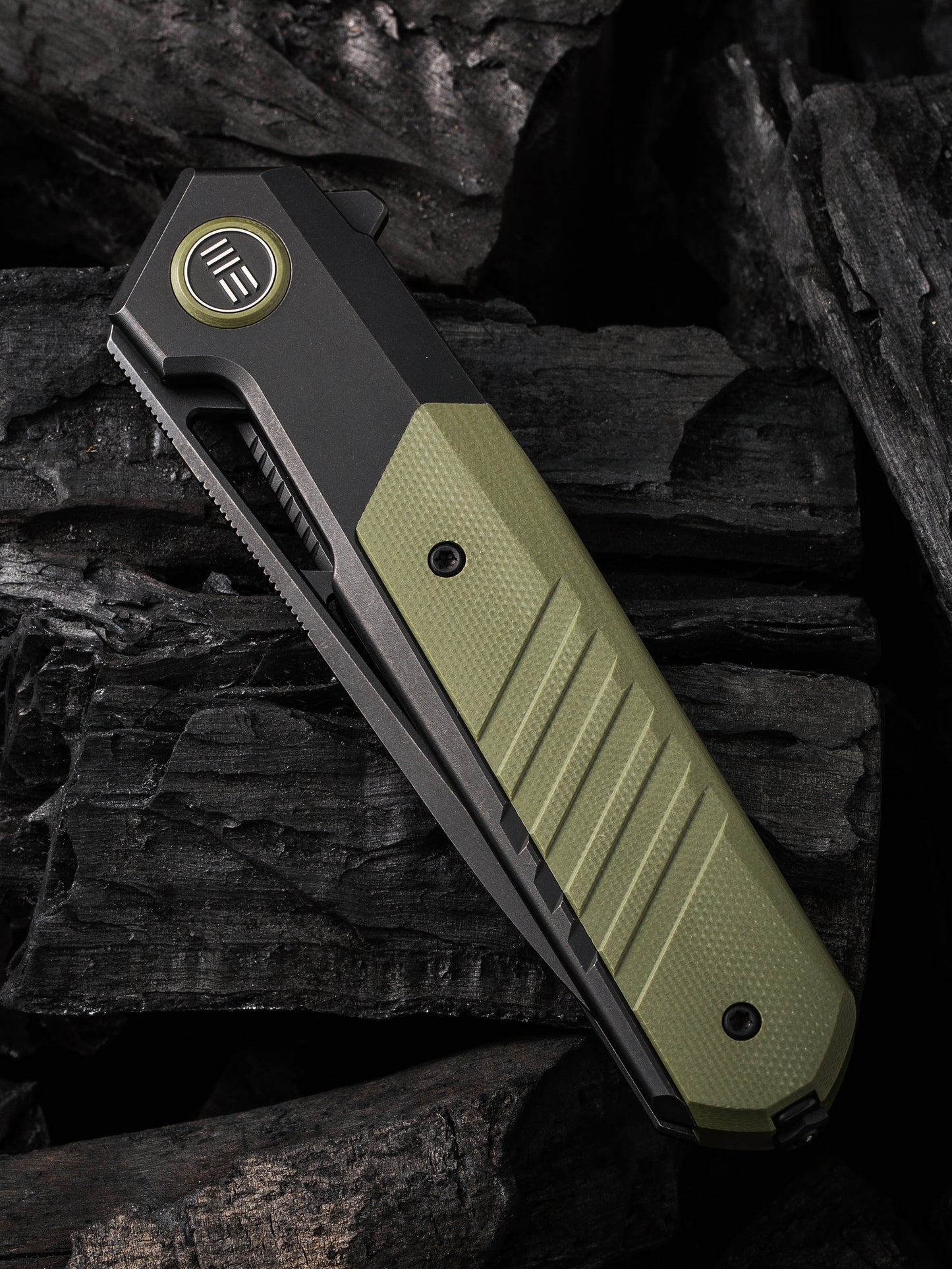 WE Knife Arsenal 3.56" Black CPM 20CV Titanium Green G10 Folding Knife by Ostap Hel WE20073-2