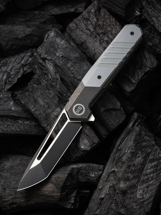 WE Knife Arsenal 3.56" Black CPM 20CV Titanium Gray G10 Folding Knife by Ostap Hel WE20073-4