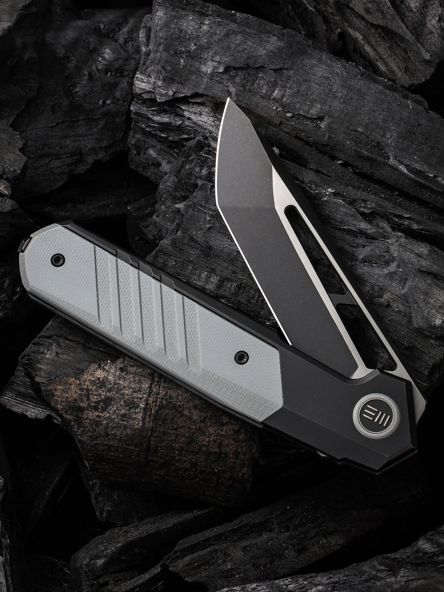 WE Knife Arsenal 3.56" Black CPM 20CV Titanium Gray G10 Folding Knife by Ostap Hel WE20073-4