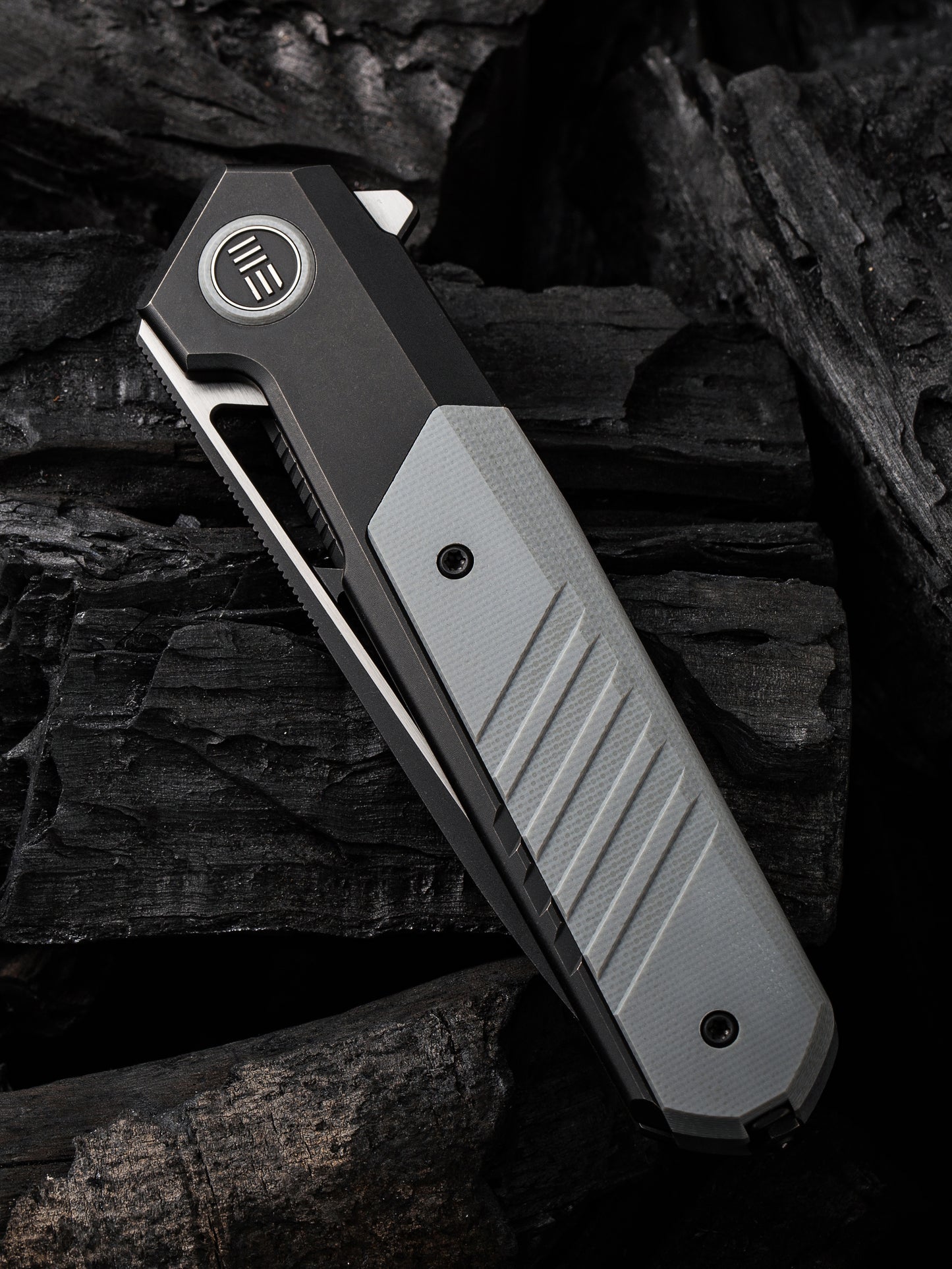 WE Knife Arsenal 3.56" Black CPM 20CV Titanium Gray G10 Folding Knife by Ostap Hel WE20073-4