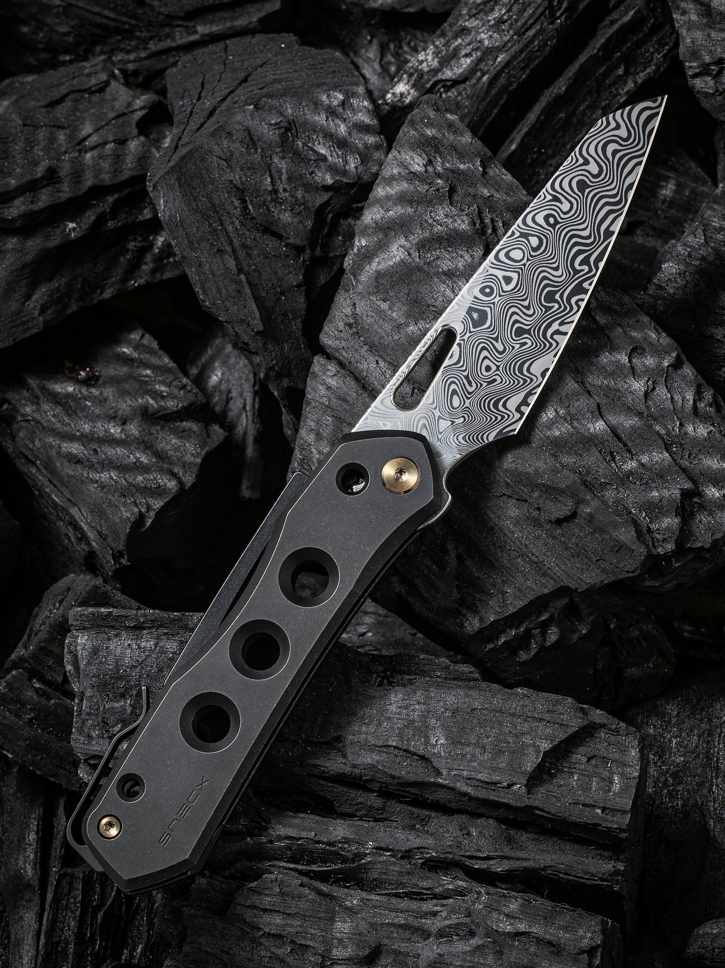 WE Snecx Vision R 3.54" Hakkapella Damasteel Titanium Superlock Folding Knife WE21031-DS1