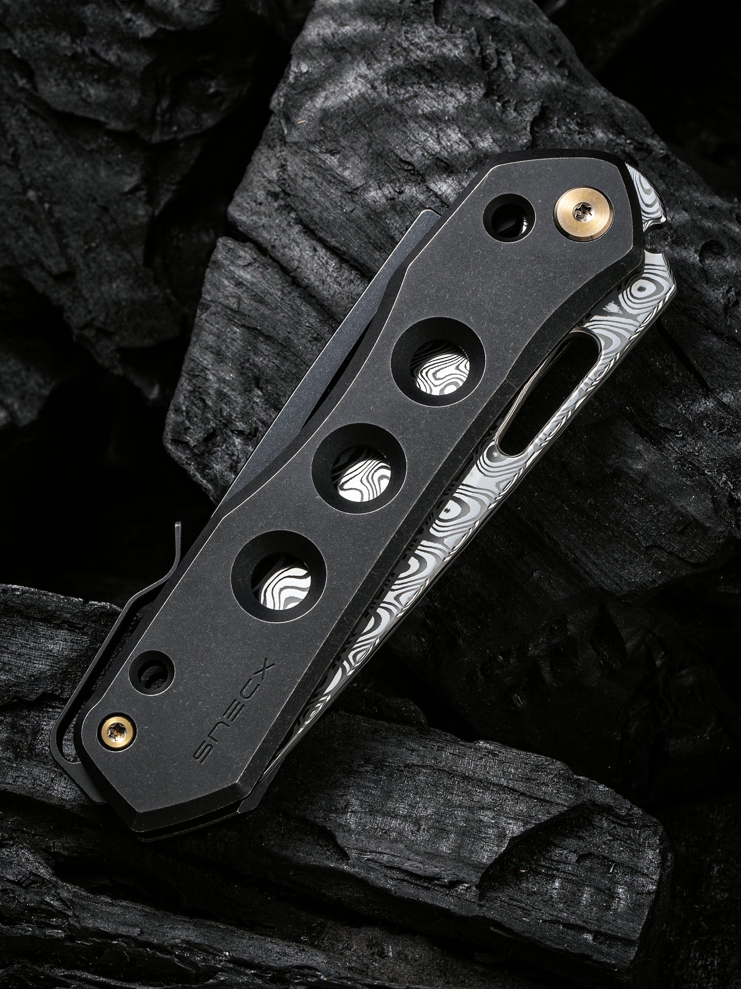 WE Snecx Vision R 3.54" Hakkapella Damasteel Titanium Superlock Folding Knife WE21031-DS1