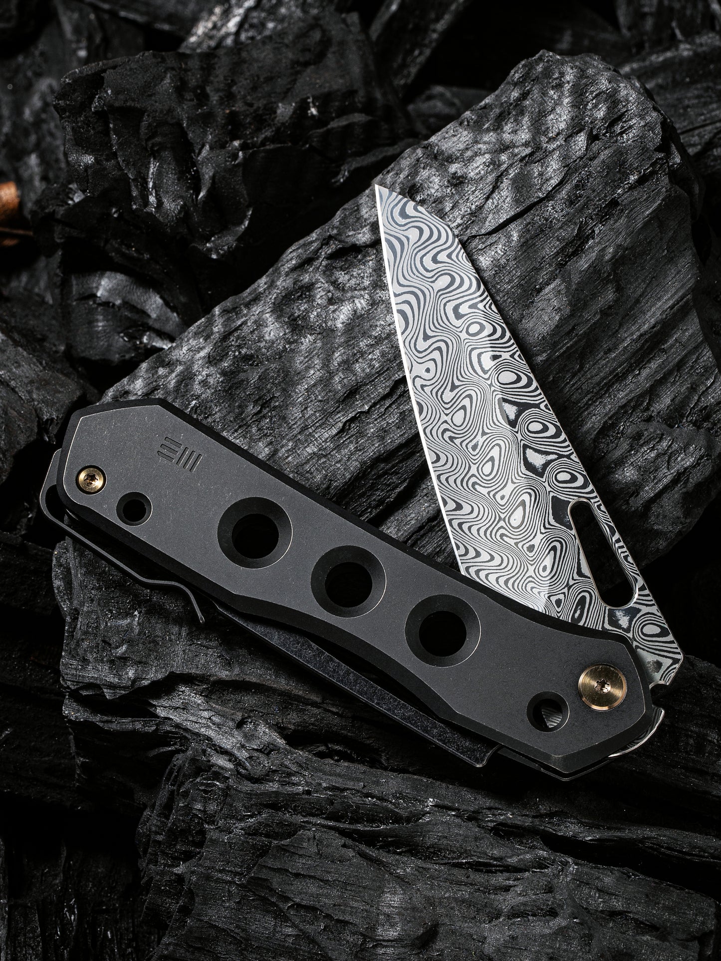 WE Snecx Vision R 3.54" Hakkapella Damasteel Titanium Superlock Folding Knife WE21031-DS1