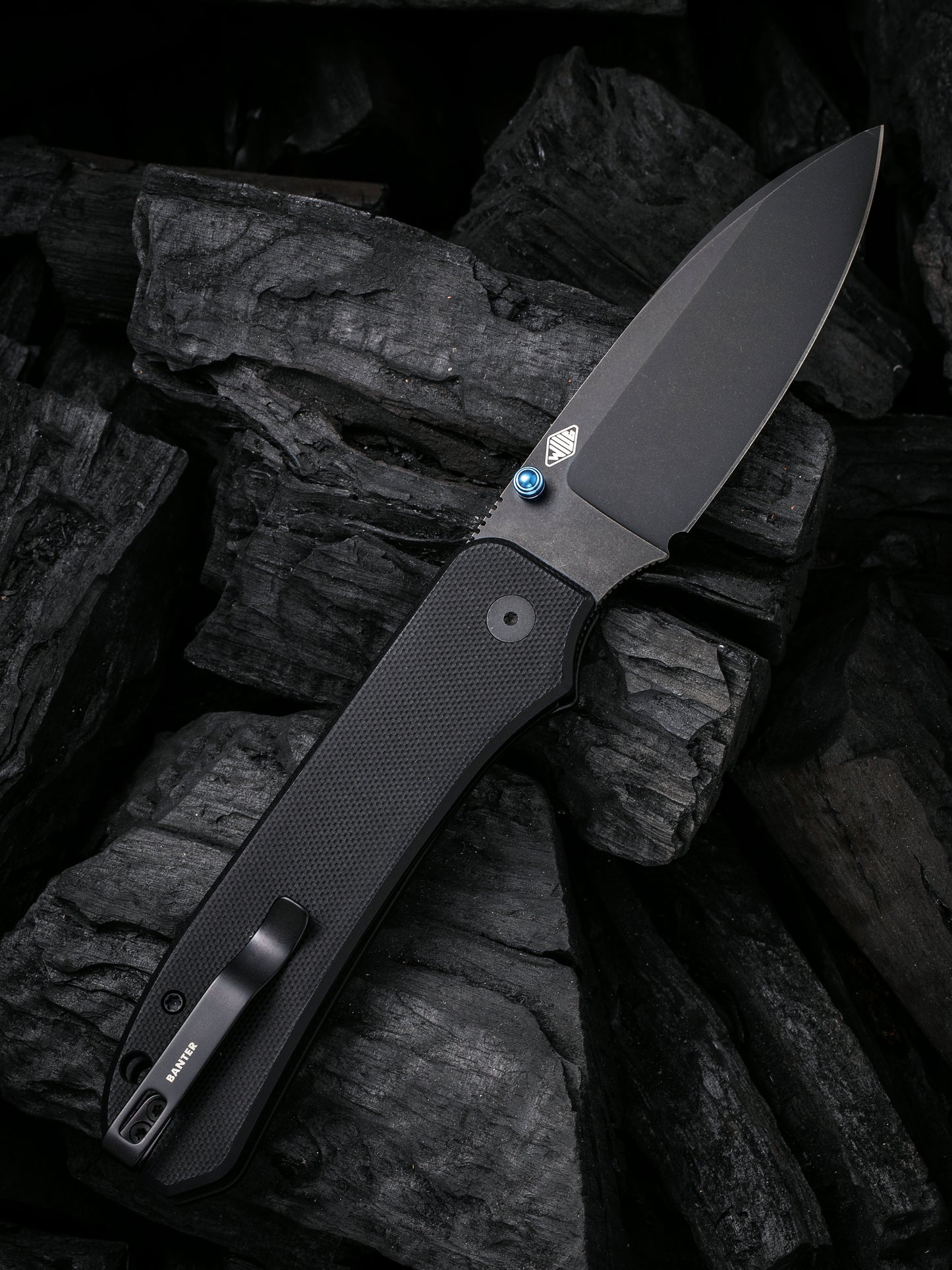 WE Big Banter 3.69" CPM 20CV Black Stonewash G10 Folding Knife WE21045-1