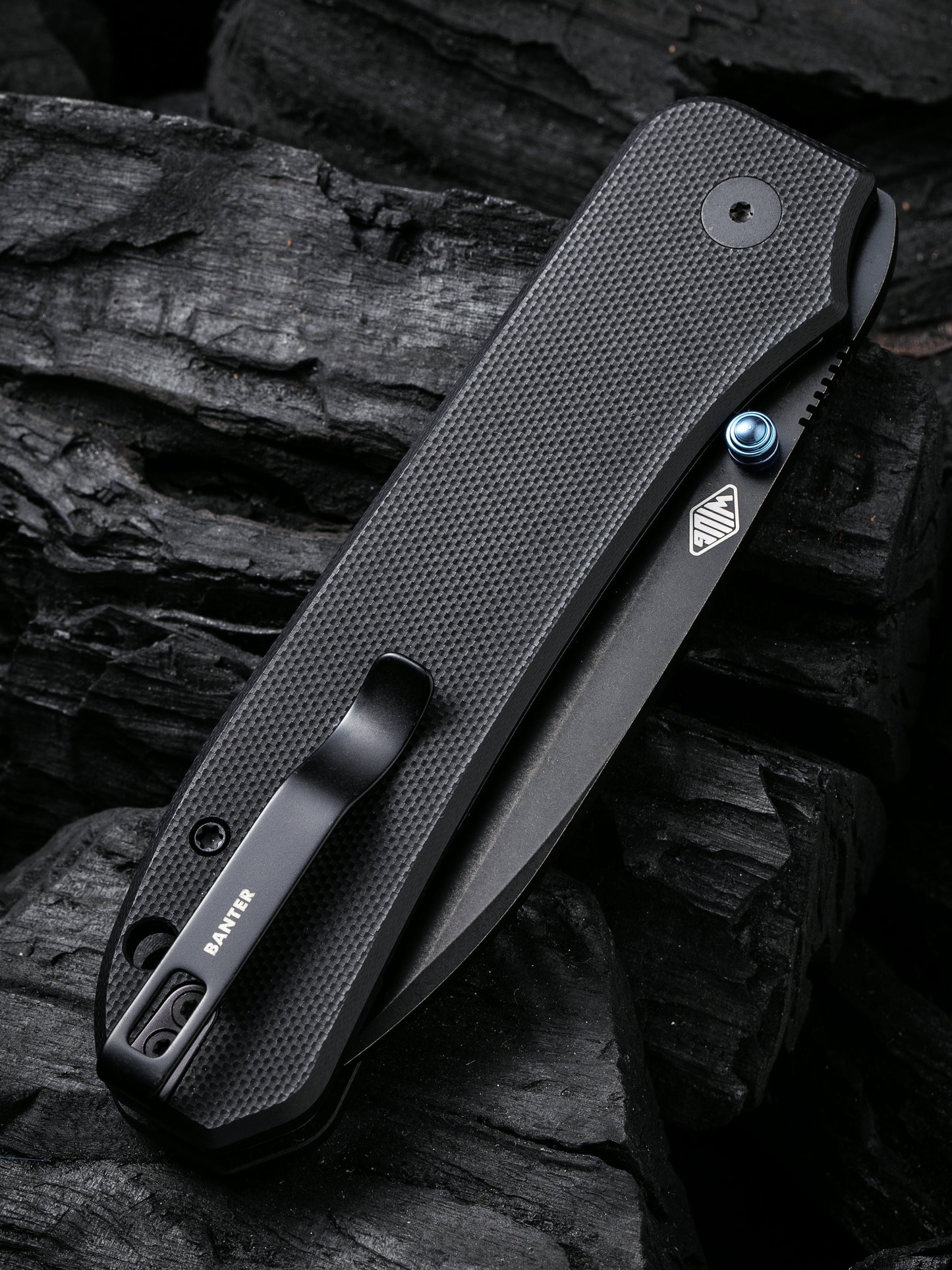 WE Big Banter 3.69" CPM 20CV Black Stonewash G10 Folding Knife WE21045-1