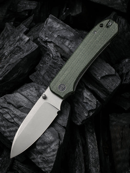 WE Big Banter 3.69" CPM 20CV Green Canvas Micarta Folding Knife WE21045-2