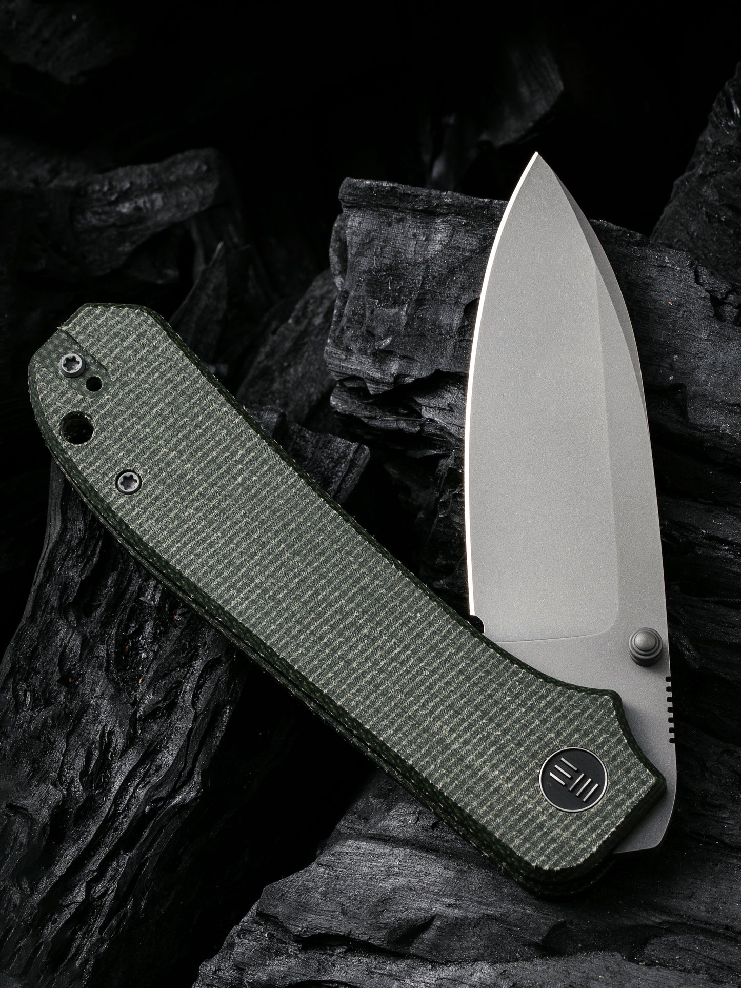 WE Big Banter 3.69" CPM 20CV Green Canvas Micarta Folding Knife WE21045-2