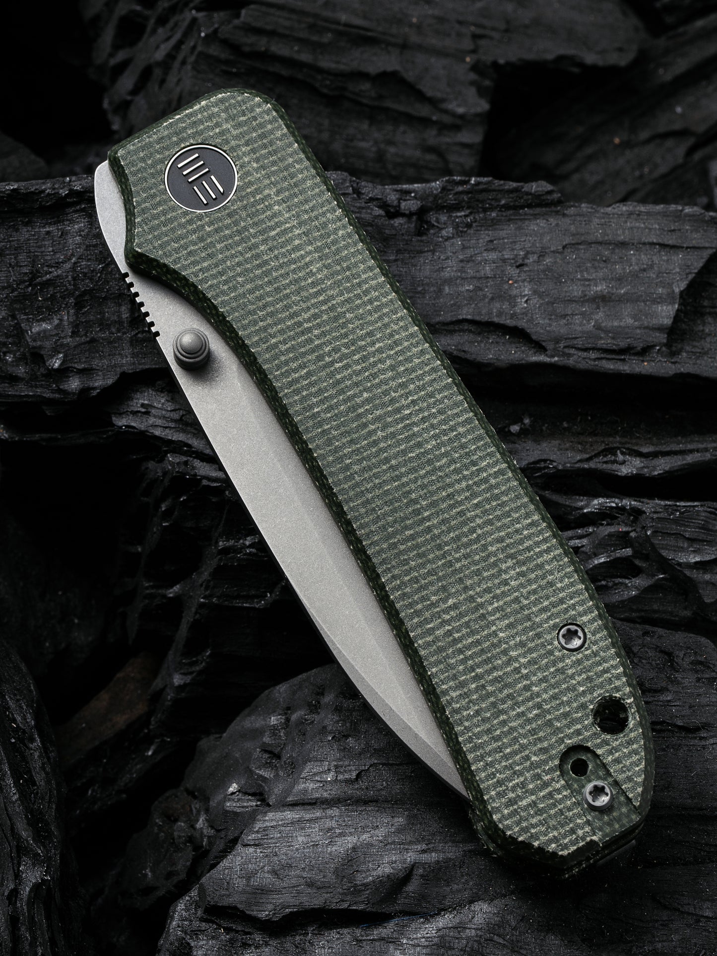 WE Big Banter 3.69" CPM 20CV Green Canvas Micarta Folding Knife WE21045-2