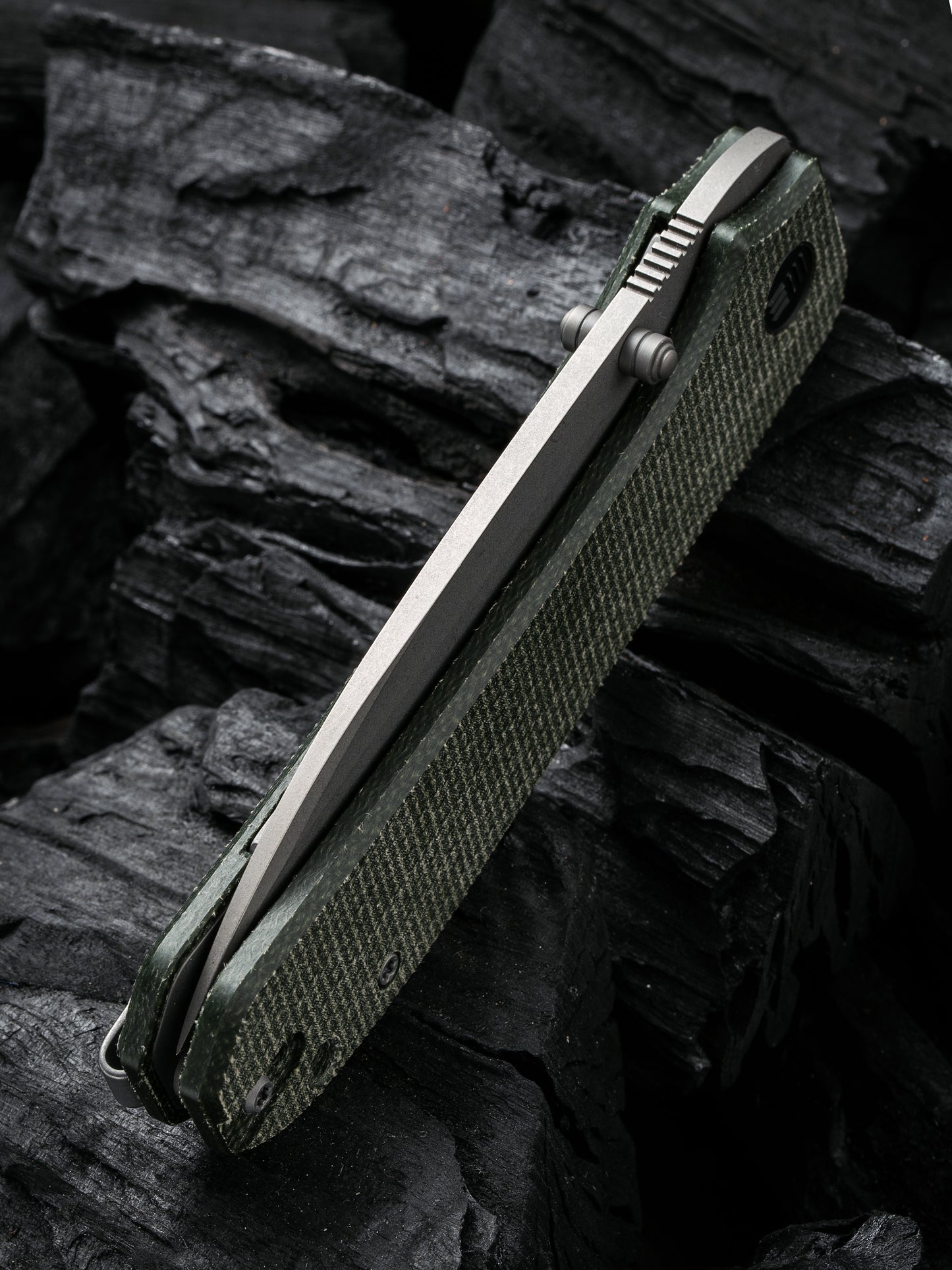 WE Big Banter 3.69" CPM 20CV Green Canvas Micarta Folding Knife WE21045-2