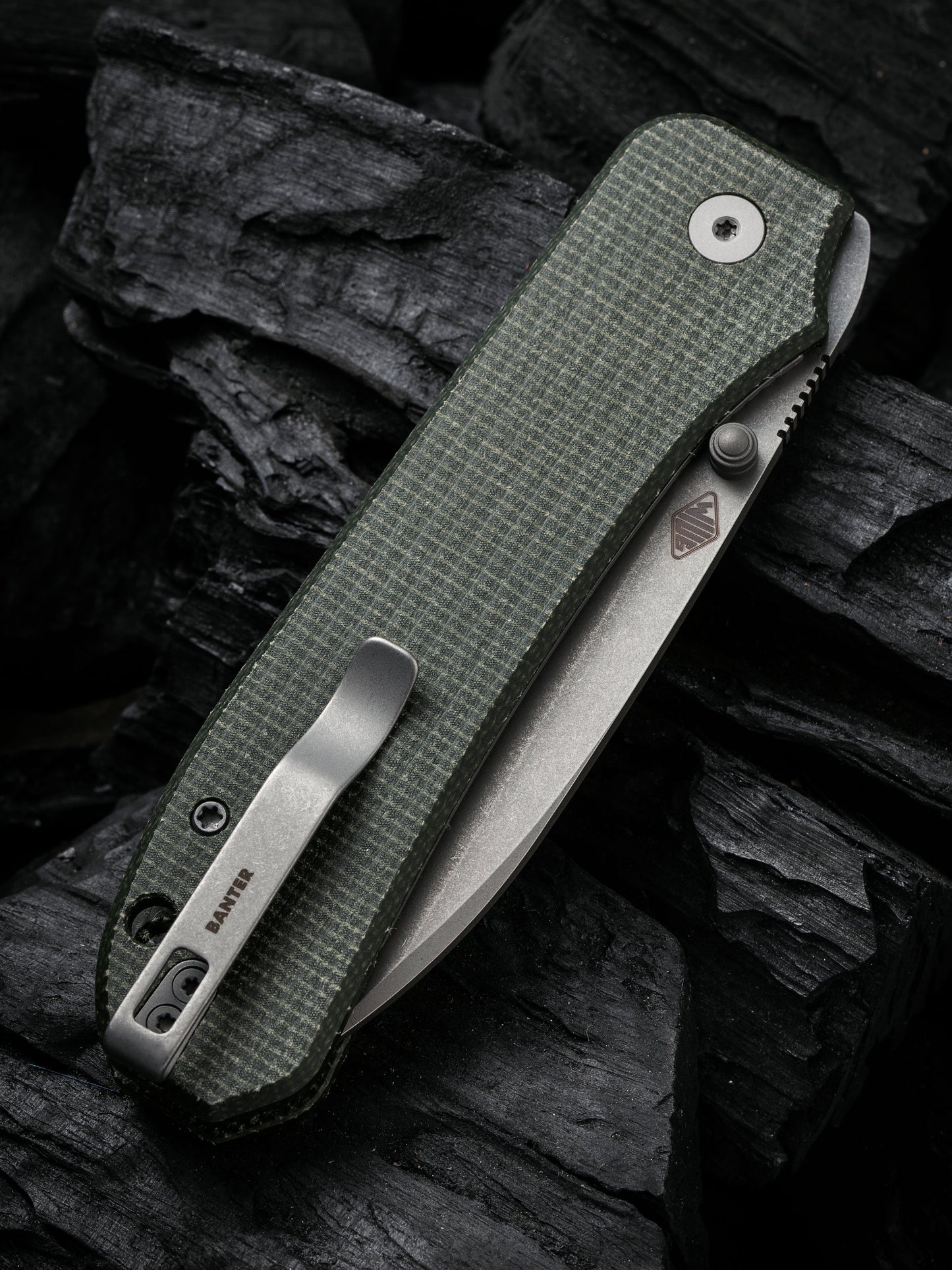 WE Big Banter 3.69" CPM 20CV Green Canvas Micarta Folding Knife WE21045-2