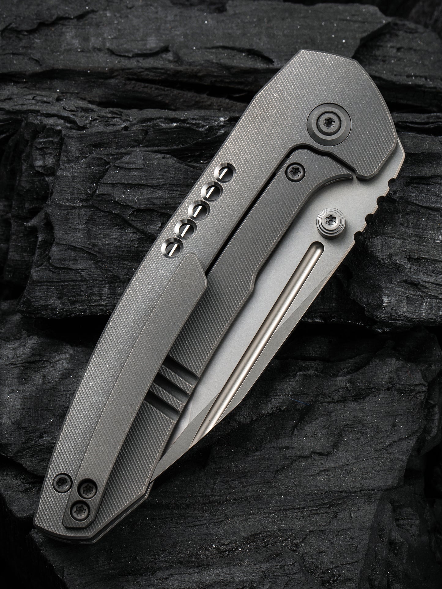 WE Trogon 3.2" CPM 20CV Gray Titanium Folding Knife by Brian Brown WE22002-1