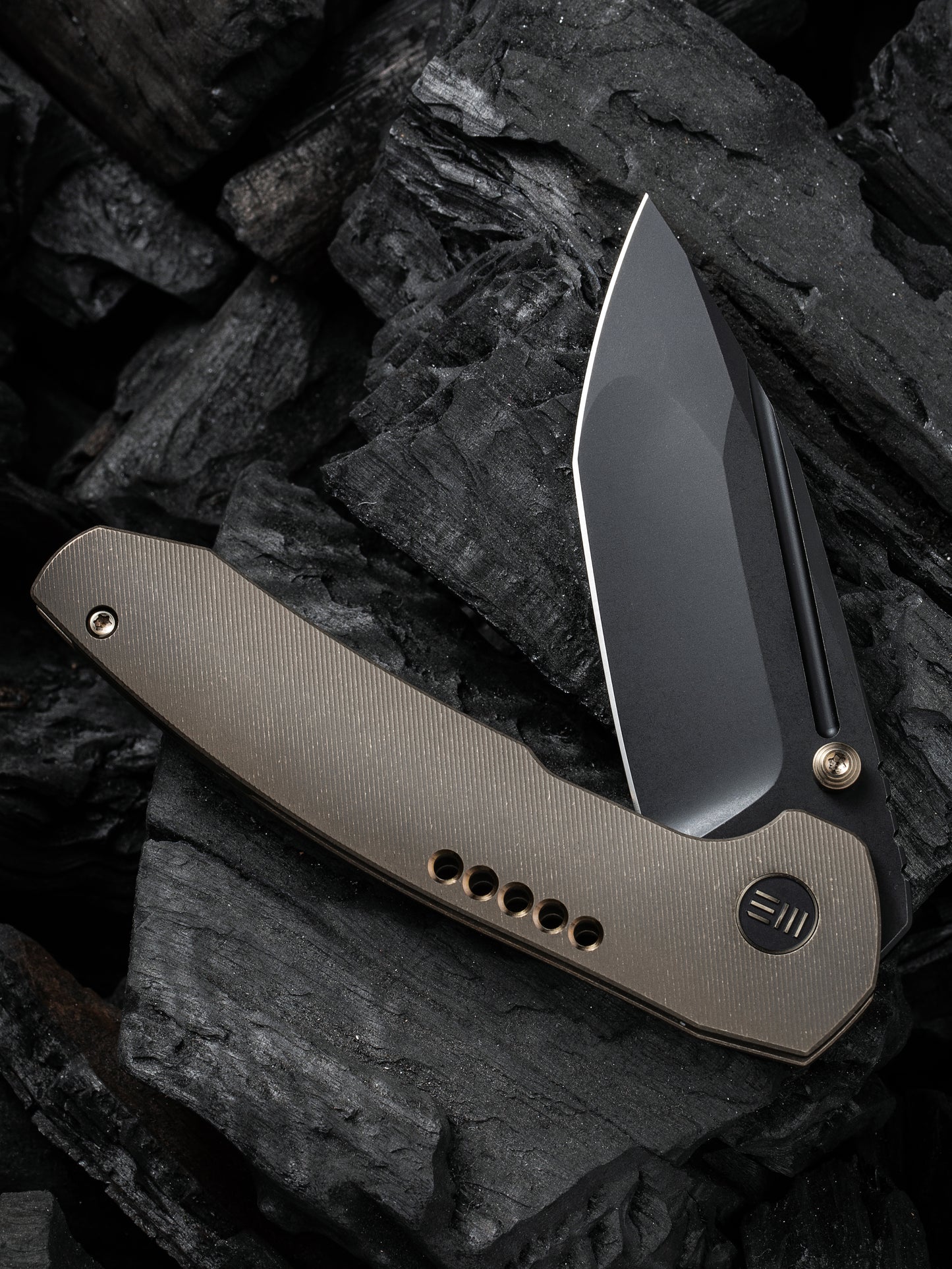 WE Trogon 3.2" CPM 20CV Black/Bronze Titanium Folding Knife by Brian Brown WE22002-2