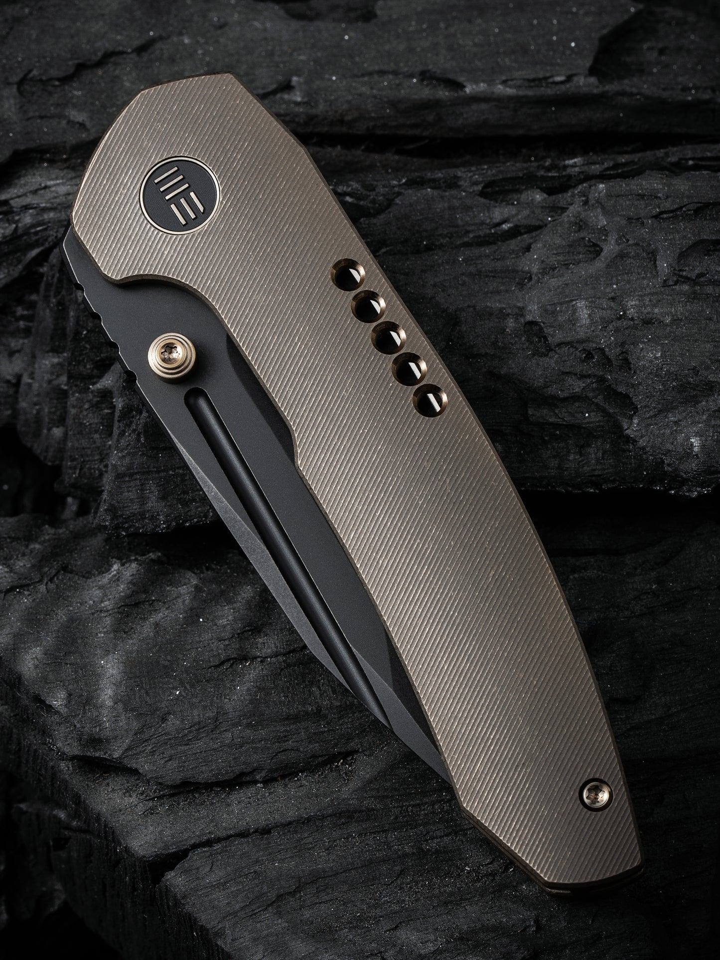 WE Trogon 3.2" CPM 20CV Black/Bronze Titanium Folding Knife by Brian Brown WE22002-2