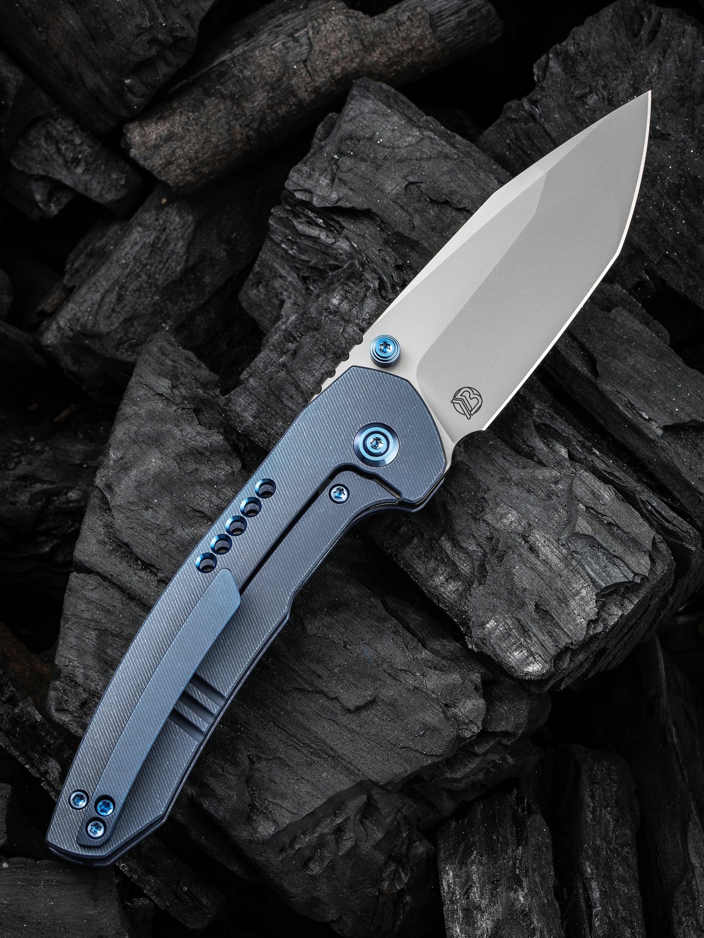WE Trogon 3.2" CPM 20CV Blue Titanium Folding Knife by Brian Brown WE22002B-1