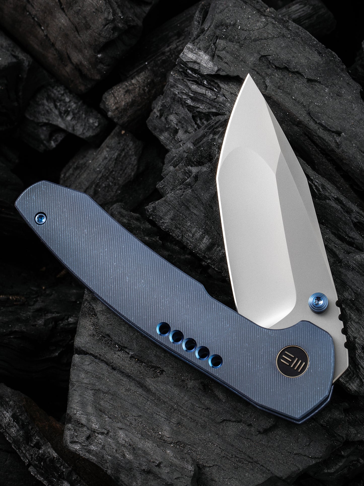 WE Trogon 3.2" CPM 20CV Blue Titanium Folding Knife by Brian Brown WE22002B-1