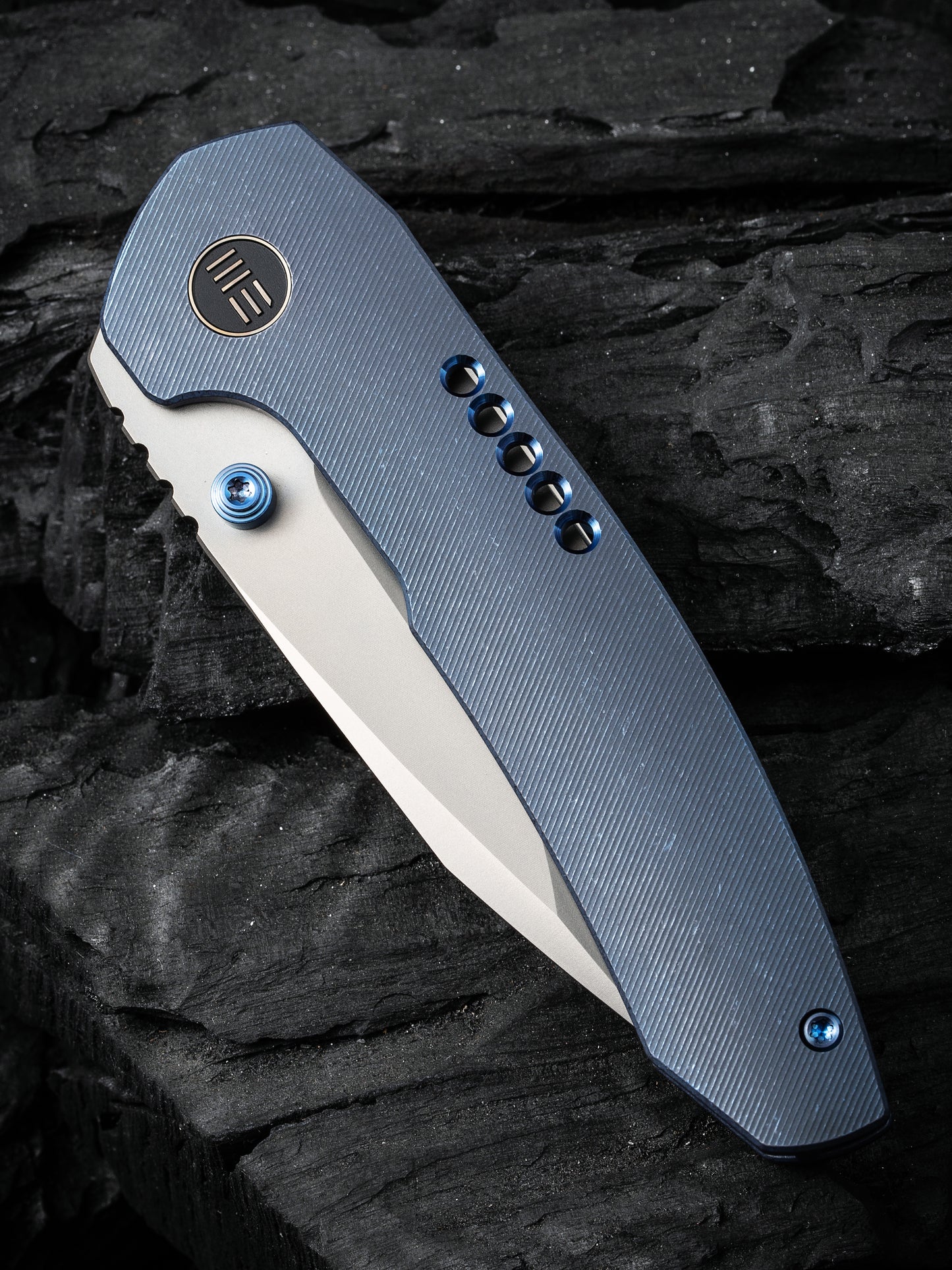 WE Trogon 3.2" CPM 20CV Blue Titanium Folding Knife by Brian Brown WE22002B-1