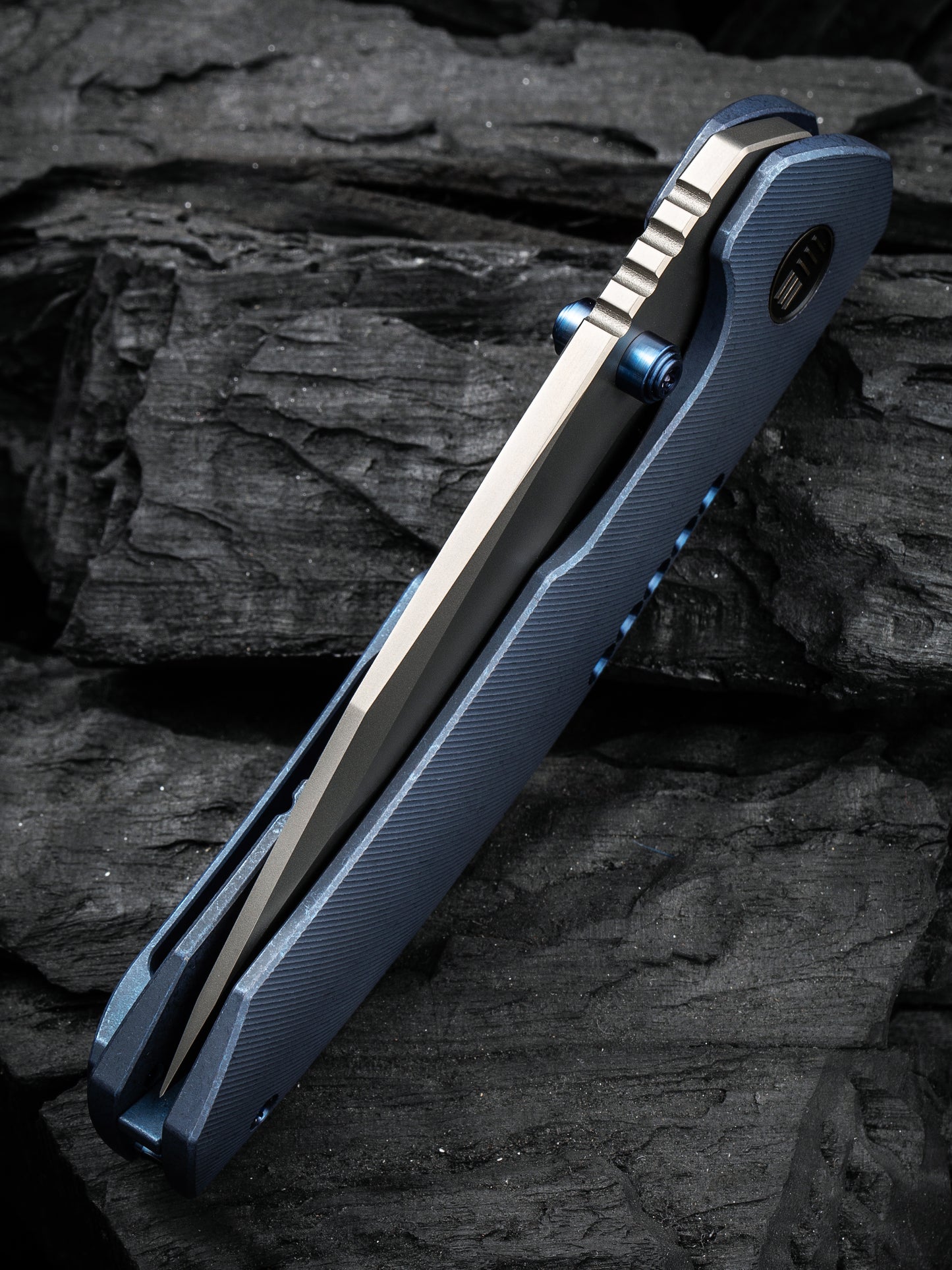 WE Trogon 3.2" CPM 20CV Blue Titanium Folding Knife by Brian Brown WE22002B-1