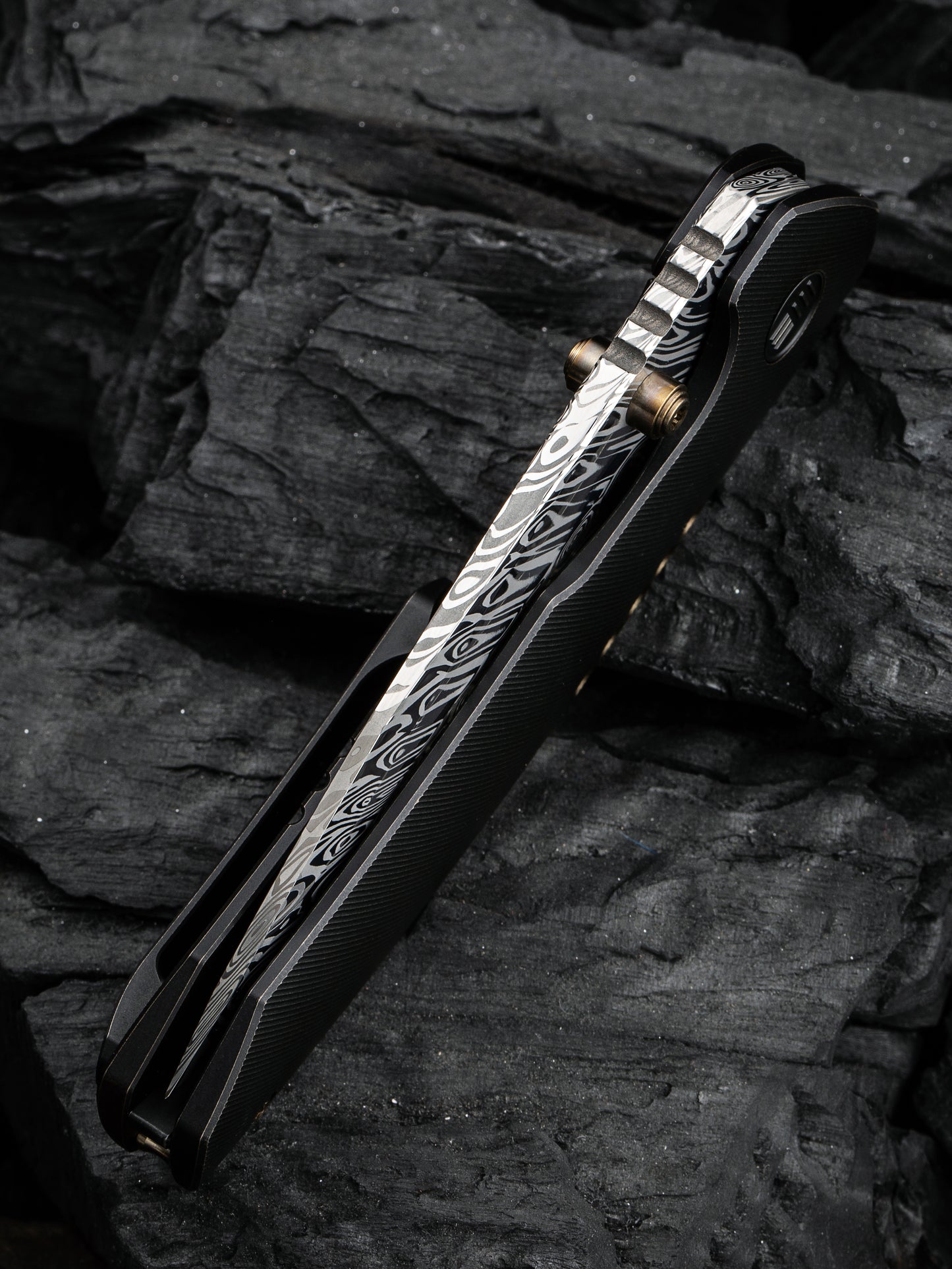 WE Trogon 3.2" Heimskringla Damasteel Black Titanium Folding Knife by Brian Brown WE22002B-DS1