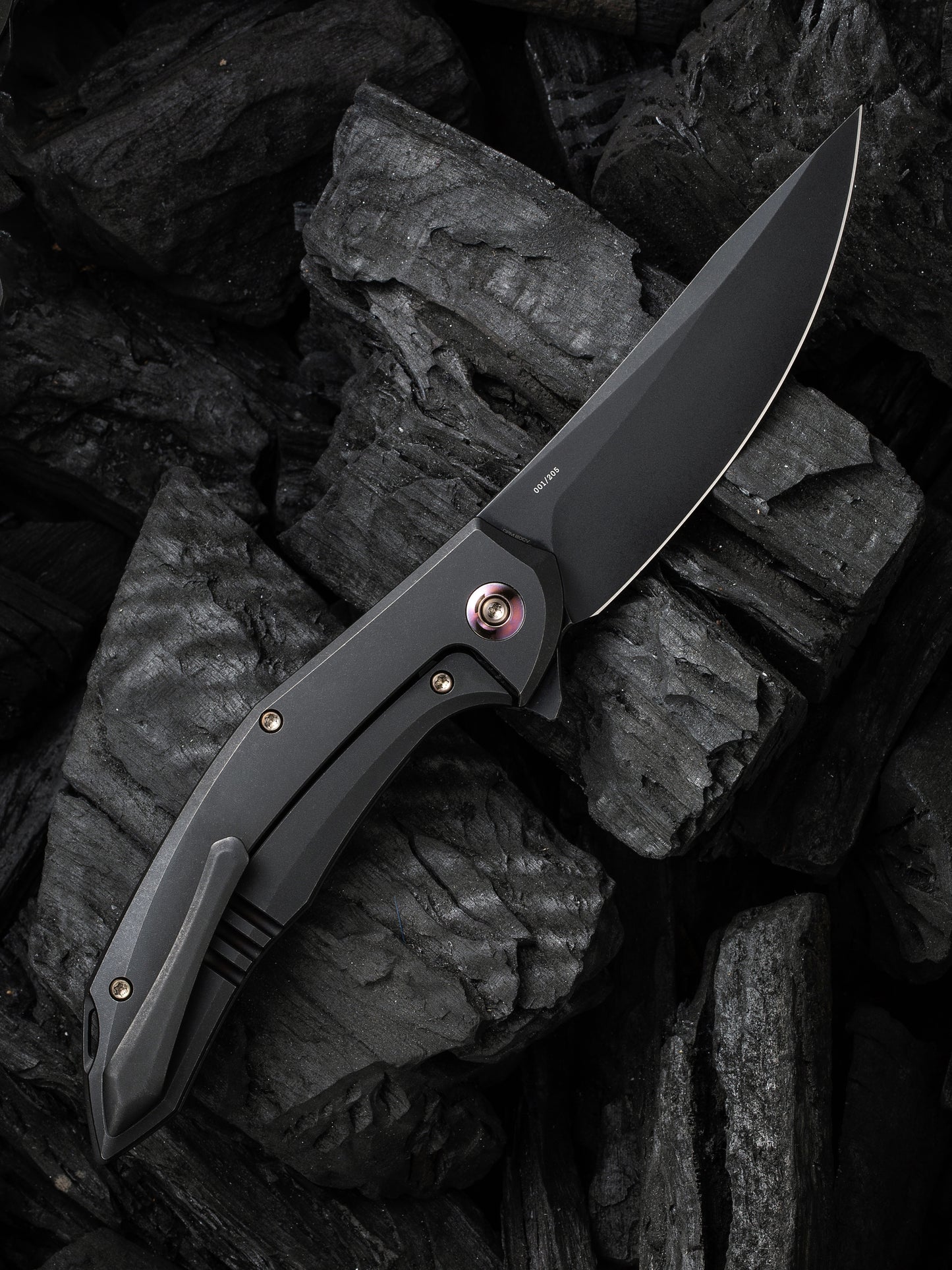 WE Merata Limited Edition 3.68" CPM 20CV Black/Black Titanium Folding Knife by Anton Tkachenko WE22008A-1