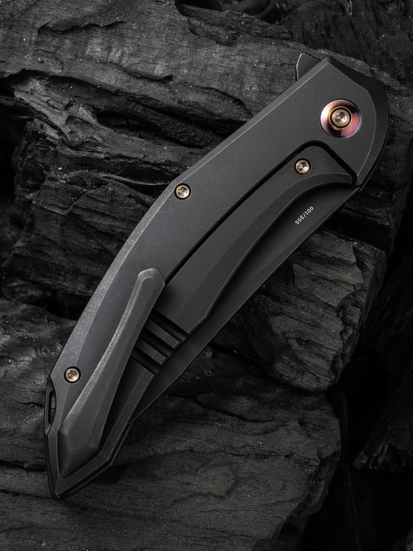 WE Merata Limited Edition 3.68" CPM 20CV Black/Black Titanium Folding Knife by Anton Tkachenko WE22008A-1