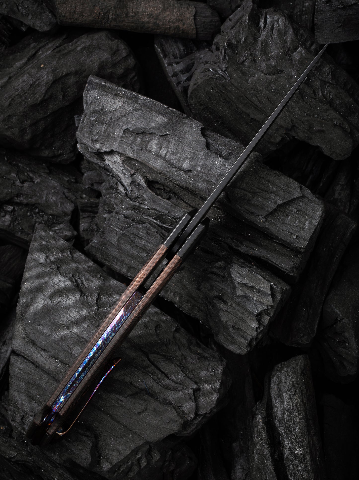 WE Merata Limited Edition 3.68" CPM 20CV Black Copper Foil Carbon Fiber Titanium Folding Knife by Anton Tkachenko WE22008B-1