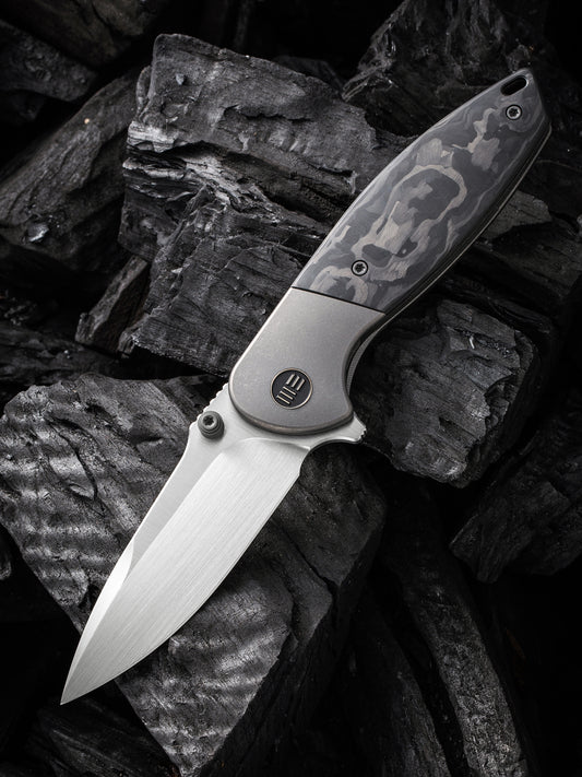 WE Nitro Mini 3.13" CPM 20CV Marble Carbon Fiber Titanium Folding Knife by Peter Carey WE22015-1