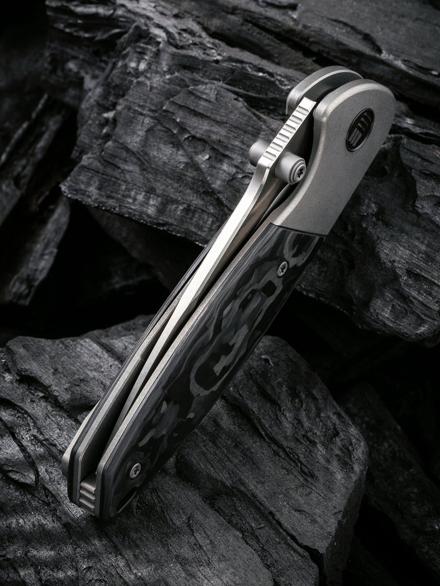 WE Nitro Mini 3.13" CPM 20CV Marble Carbon Fiber Titanium Folding Knife by Peter Carey WE22015-1