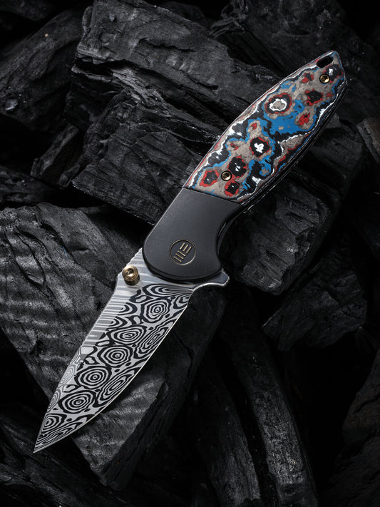 WE Nitro Mini 3.13" Heimskringla Damasteel Nebula Fat Carbon Fiber Titanium Folding Knife by Peter Carey WE22015-DS1
