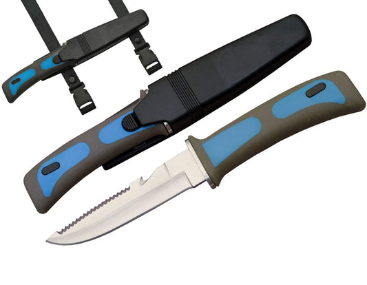 Rite Edge Dive Knife with Locking Sheath and Diving Straps - Blue