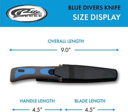 Rite Edge Dive Knife with Locking Sheath and Diving Straps - Blue