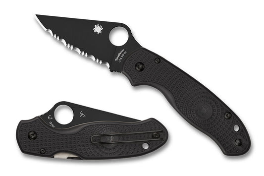 Spyderco Para 3 Lightweight Black DLC 2.92" CTS BD1N Serrated Folding Knife C223SBBK